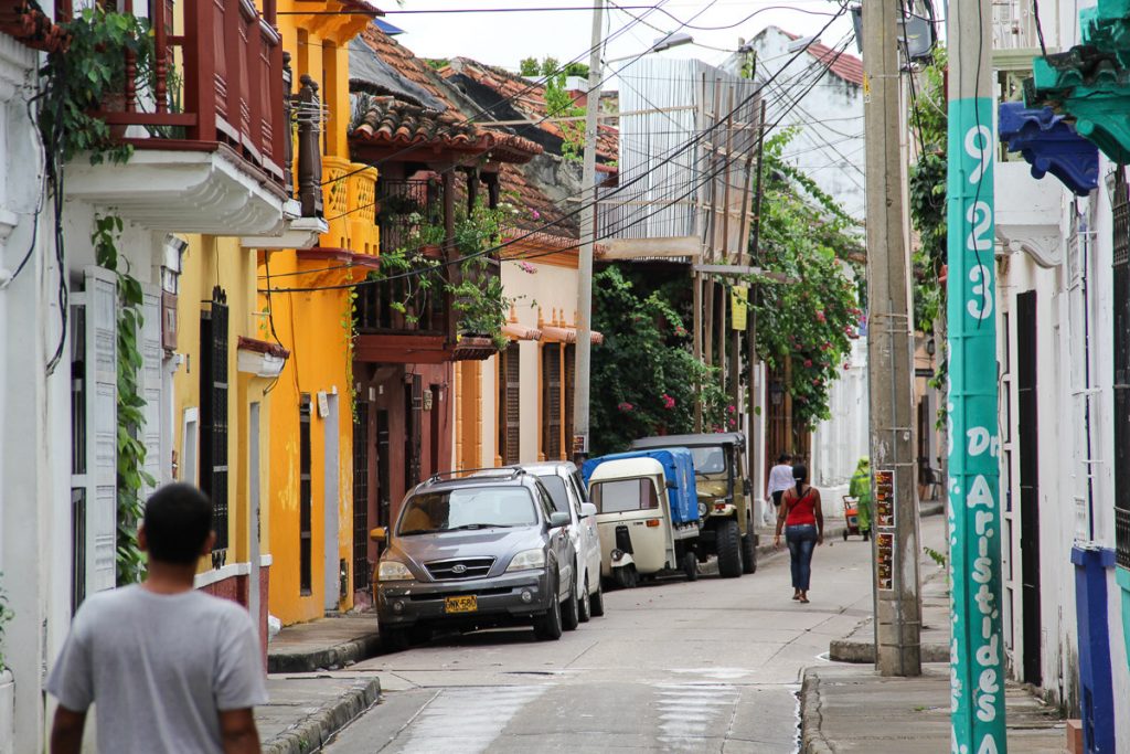 Gasse vor dem Hotel Bantu in Cartagena