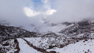 Pfad zur Hütte Refugio Whymper am Chimborazo
