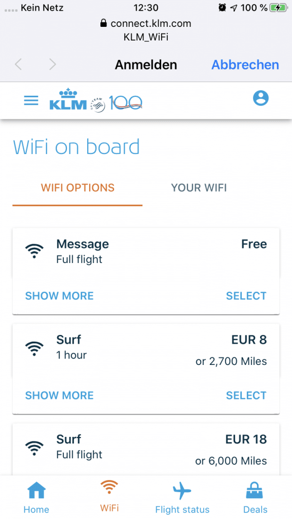 Kostenfreies WLAN an Bord von KLM
