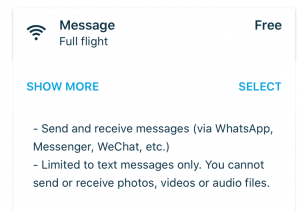 WLAN-Tarif "Message" bei KLM