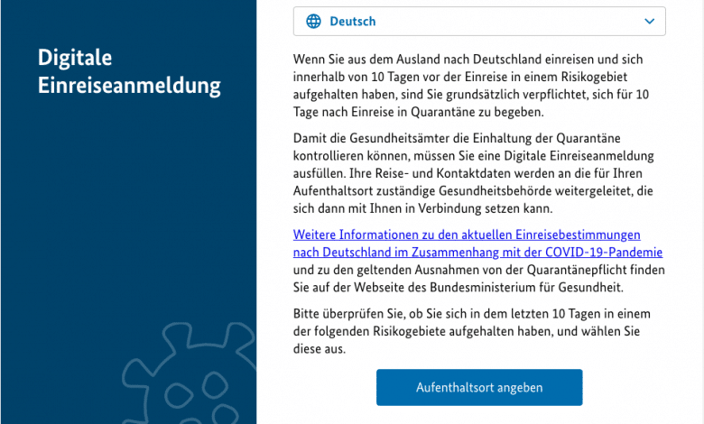 Einreiseanmeldung für Deutschland